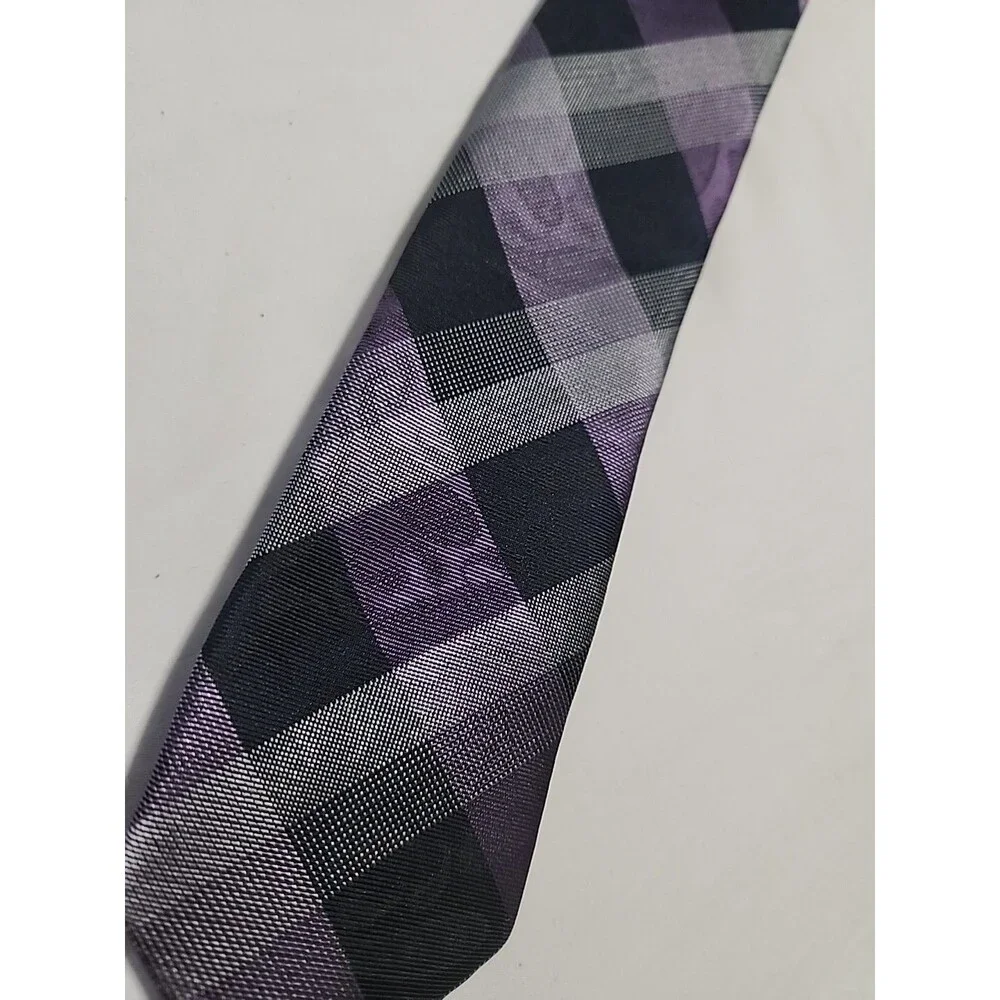 Structure Tie Mens Purple And Grays Neckwear